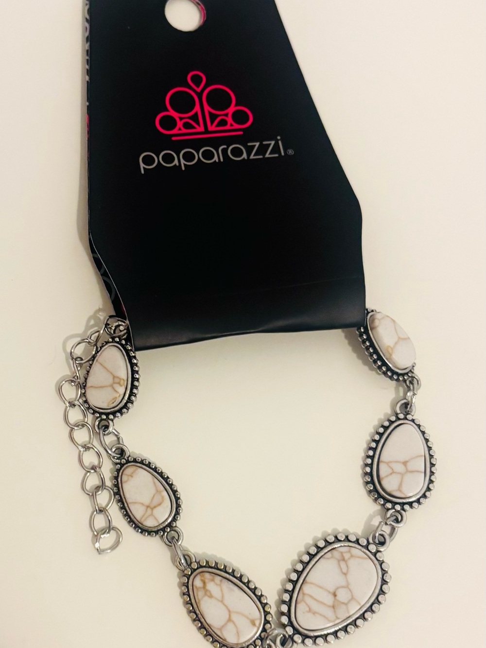 paparazzi White Marbled Teardrop Bracelet